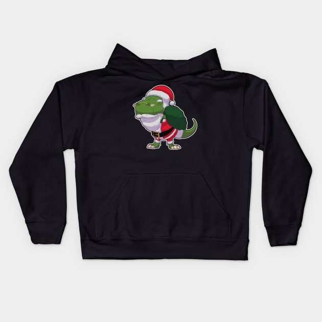 Dino Santa Claus Kids Hoodie by DinoTropolis